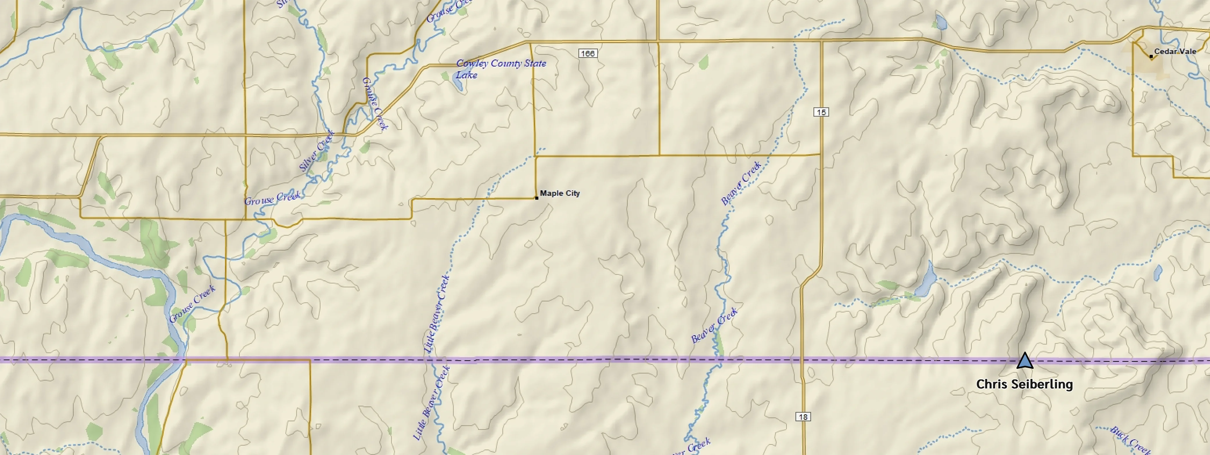Garmin map showing location of 190 B