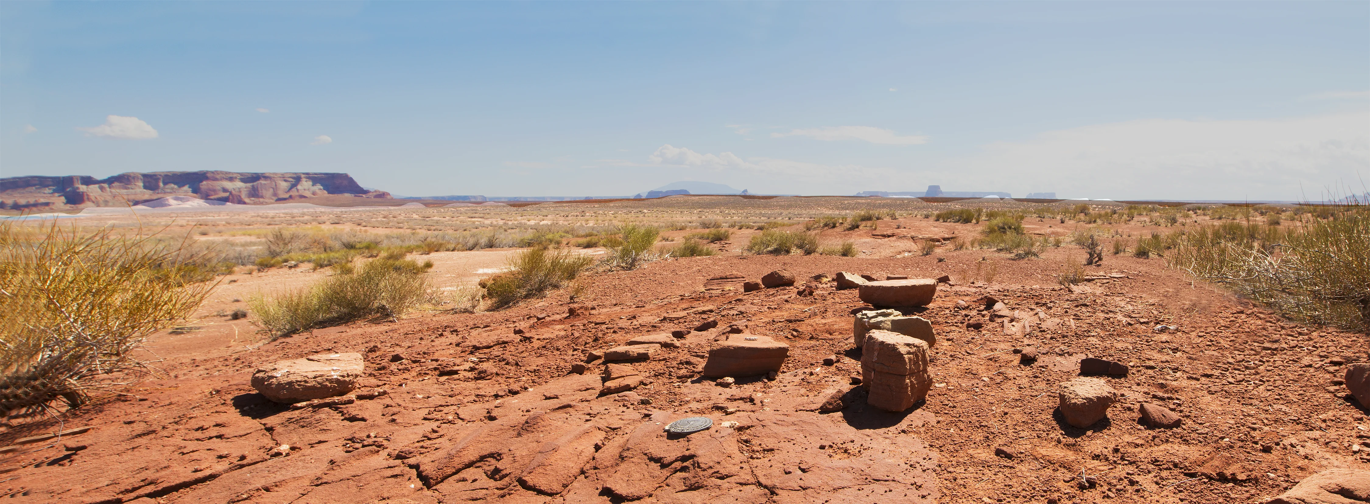 Looking east at the Brown monument on Antelope Island. Navajo Mountain rises in haze due east of here.