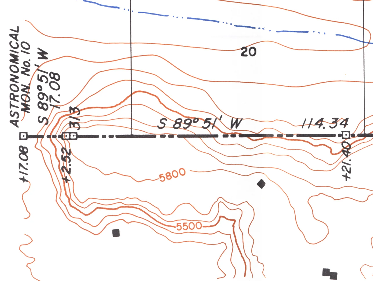 Arthur Kidder’s map of his 1925 resurvey of Ehud Darling’s original line. Photograph was taken at the location of Astronomical Mon. #10