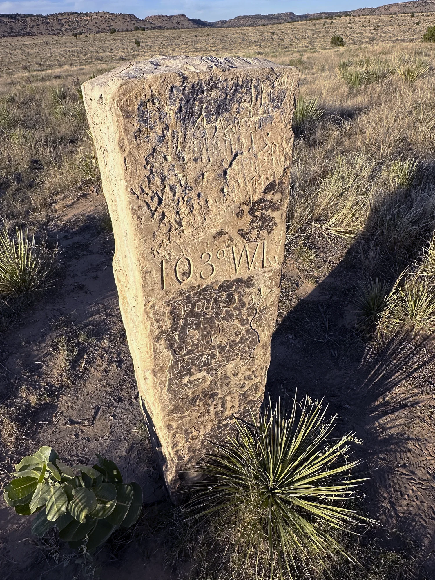1881 monument marking 103˚ West Longitude