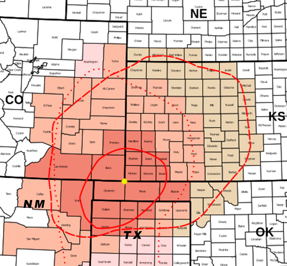 KS-OK-CO Dust Bowl Map