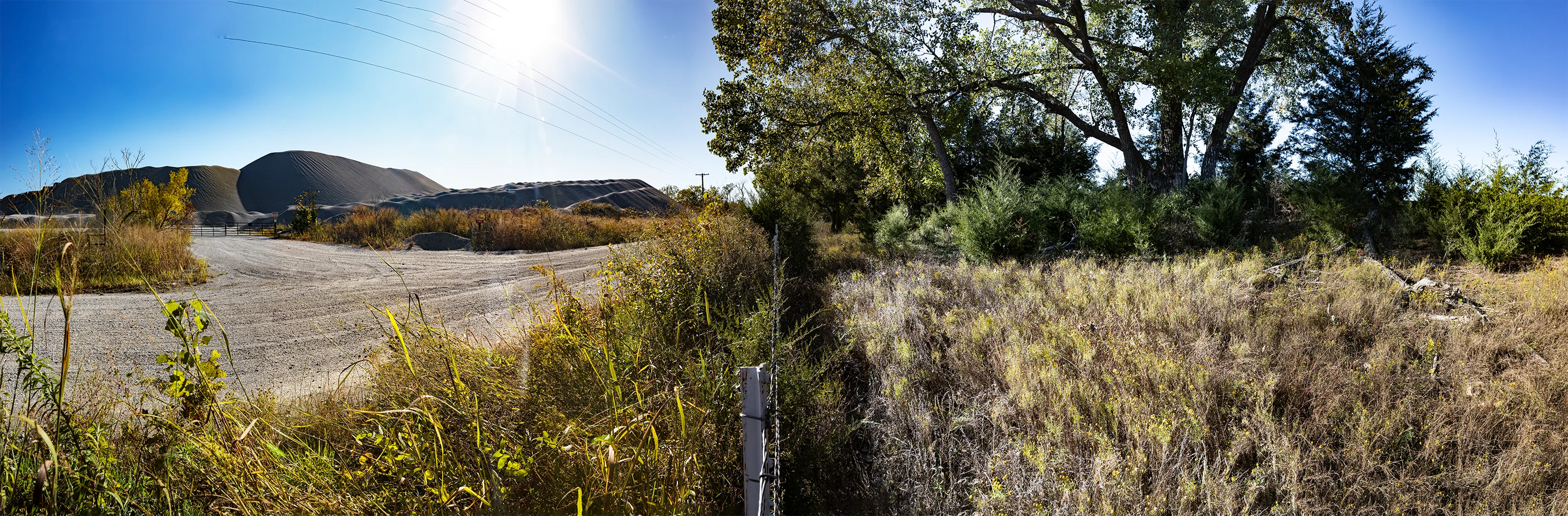 Picher, Oklahoma, on left; Treece, Kansas on right