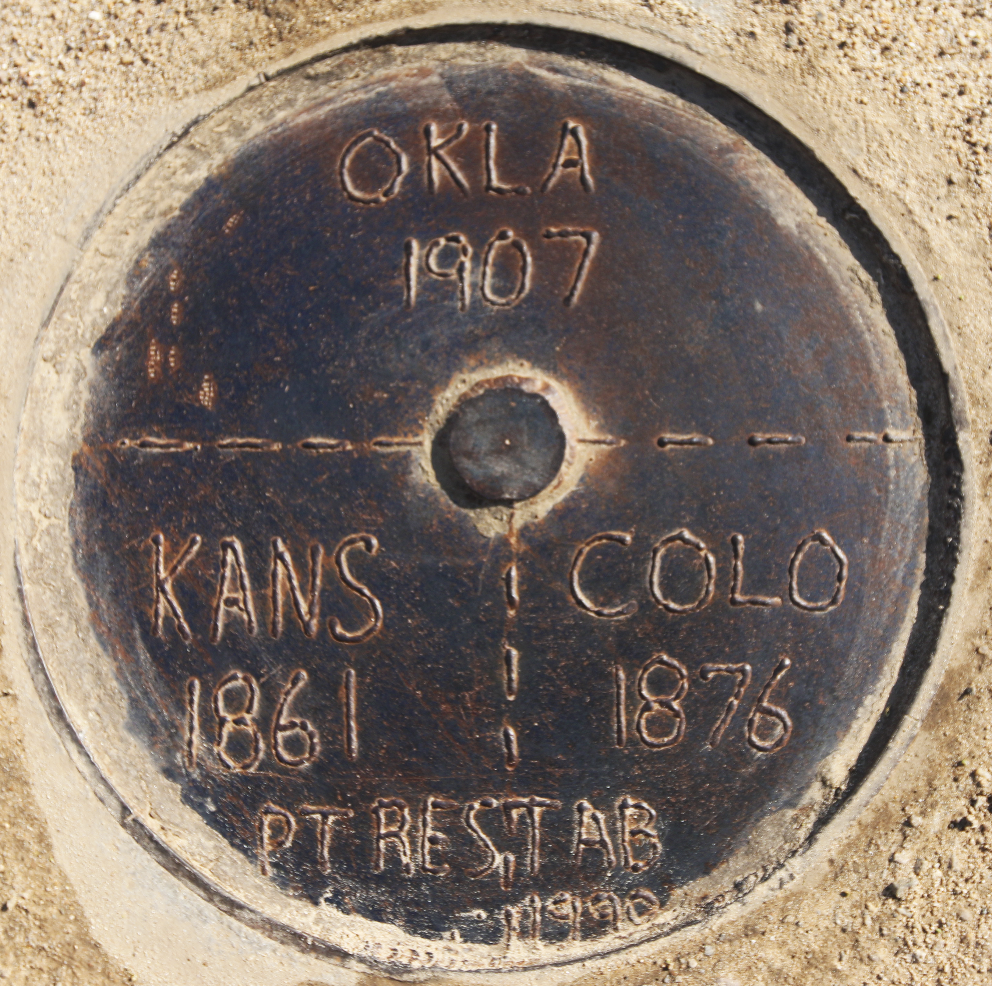 Surveyor’s monument for the KS-OK_CO corner