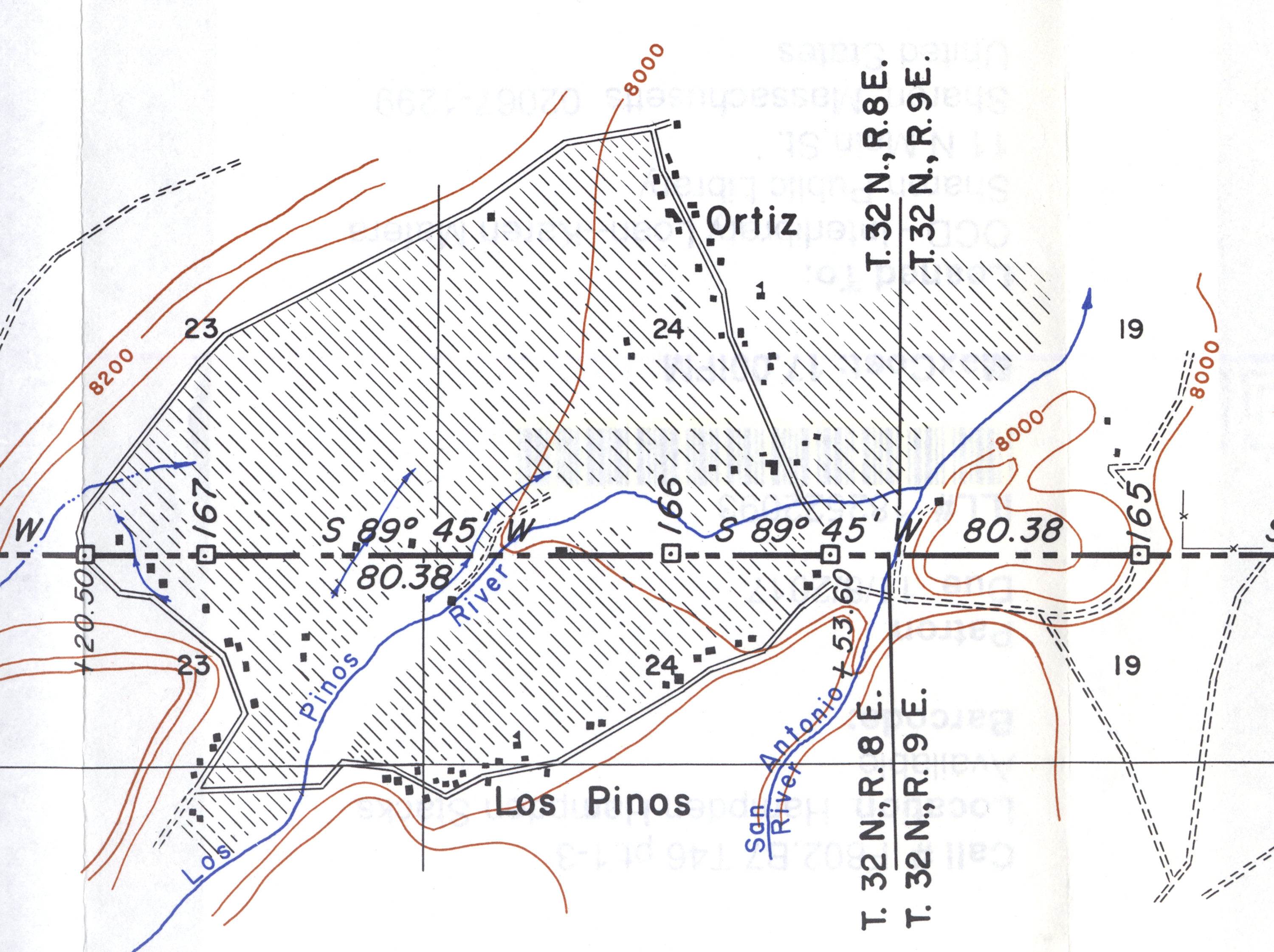Kidder’s map showing locations of Mile 165 + 53 chains and Mile 166