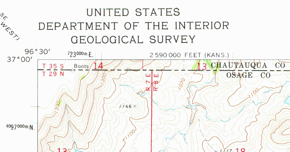 USGS OK-KS Border map